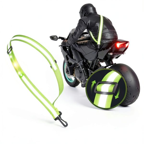 Simket LED Reflective Running Sash Nylon Green-3