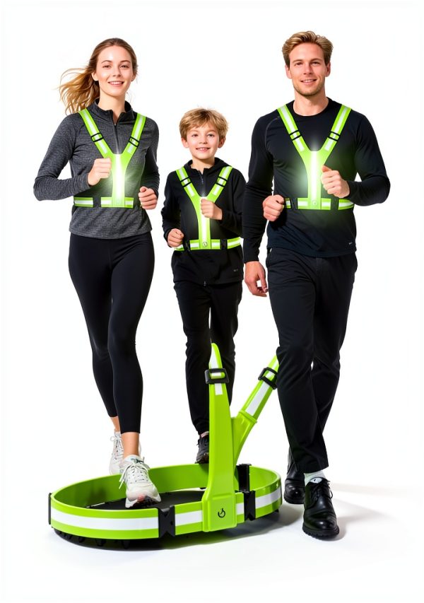 Cuvccn LED Reflective Vest Green Polyester-5