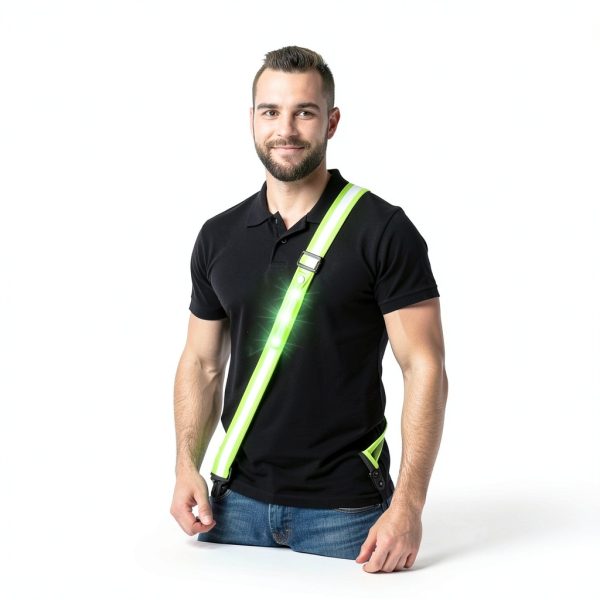 Simket LED Reflective Running Sash Nylon Green-2