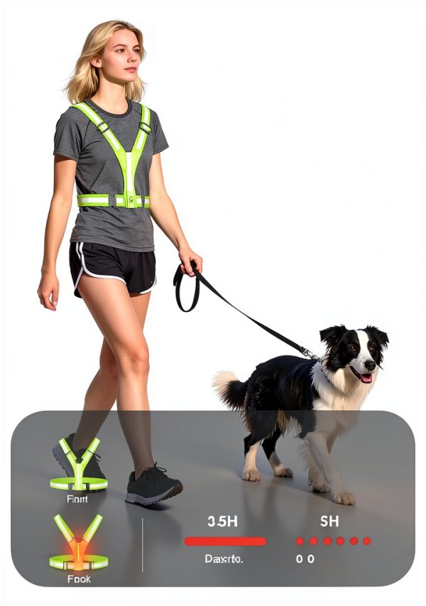 Cuvccn LED Reflective Vest Green Polyester-2