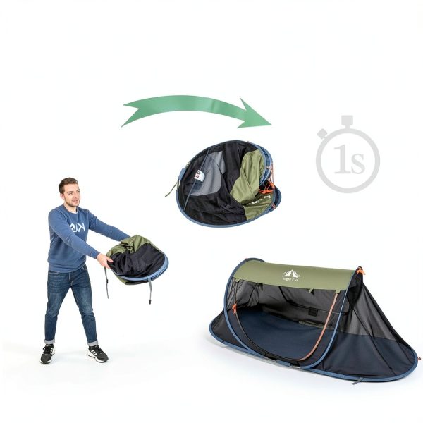 Night Cat Pop-up Mosquito Tent: 1 Person Camping Tent with Bug Screen Net Adults Fits with Camping Cot (Excluded)-1