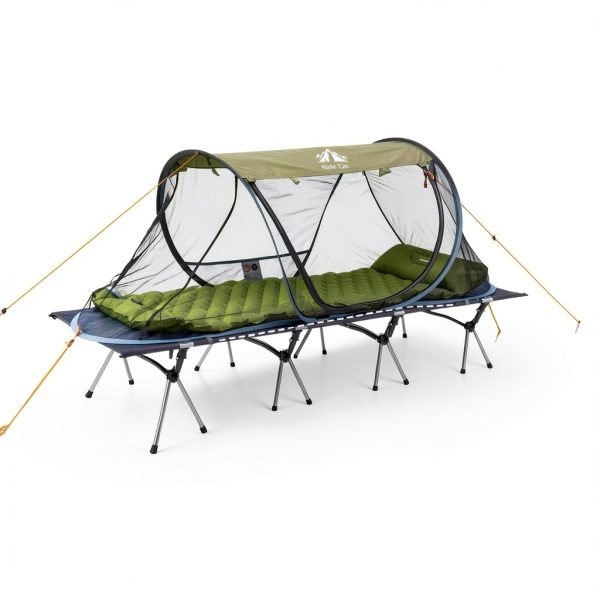Night Cat Pop-up Mosquito Tent: 1 Person Camping Tent with Bug Screen Net Adults Fits with Camping Cot (Excluded)-4