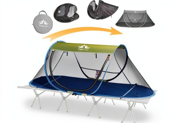 Night Cat Pop-up Mosquito Tent: 1 Person Camping Tent with Bug Screen Net Adults Fits with Camping Cot (Excluded)-0